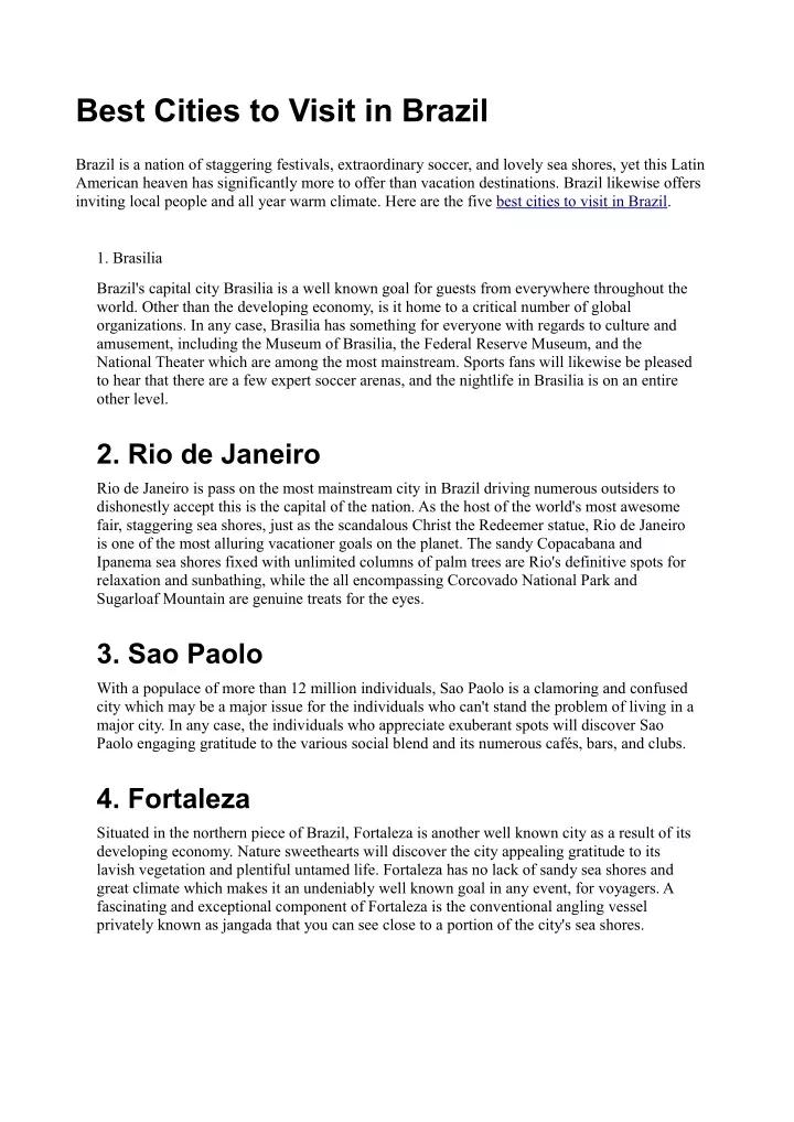 best cities to visit in brazil