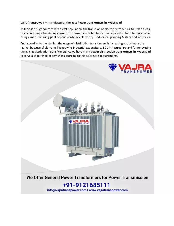 vajra transpowers manufactures the best power