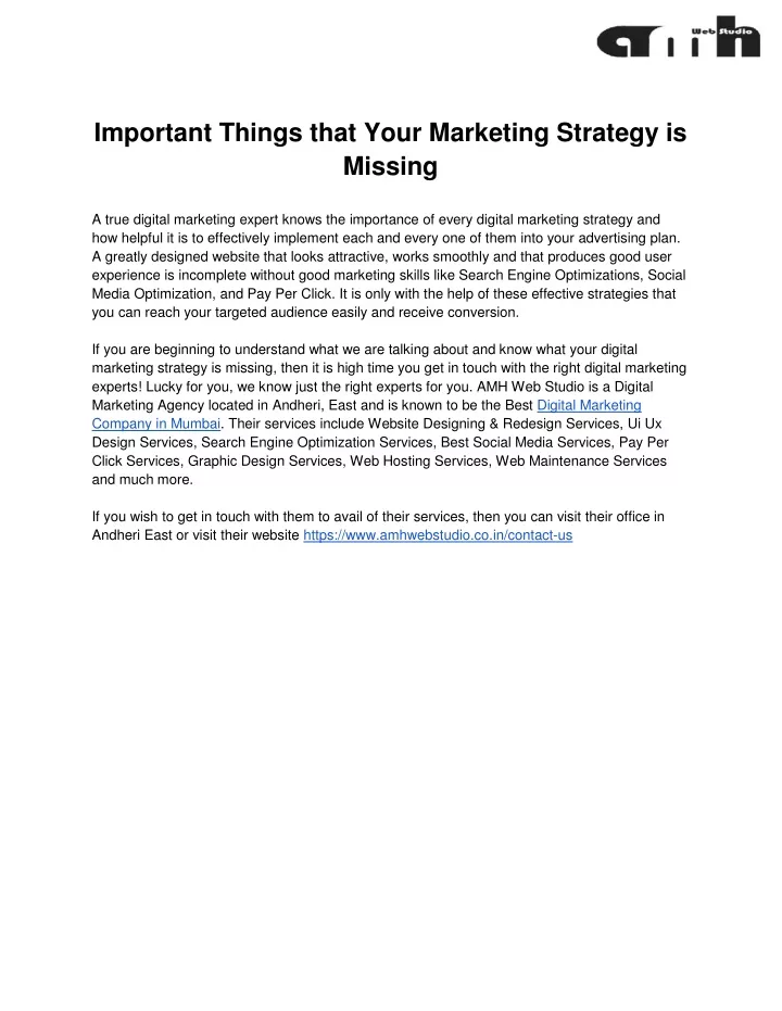 important things that your marketing strategy