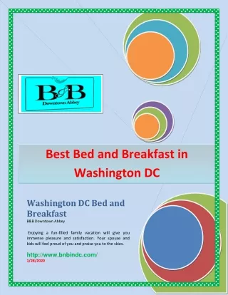 Best Bed and Breakfast in Washington DC