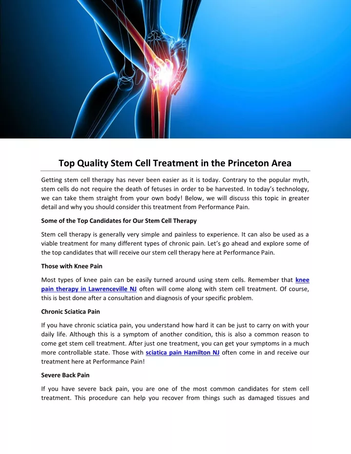 top quality stem cell treatment in the princeton