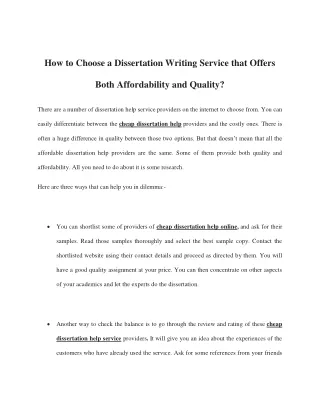 How to Choose a Dissertation Writing Service that Offers Both Affordability and Quality?