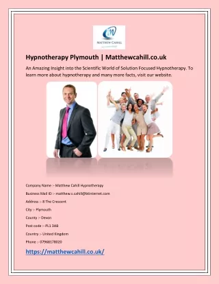 Hypnotherapy Plymouth | Matthewcahill.co.uk