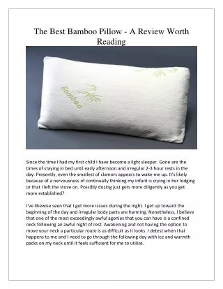 The Best Bamboo Pillow - A Review Worth Reading