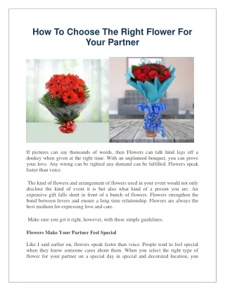 How To Choose The Right Flower For Your Partner