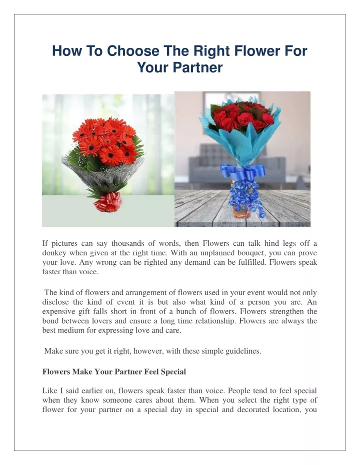 how to choose the right flower for your partner