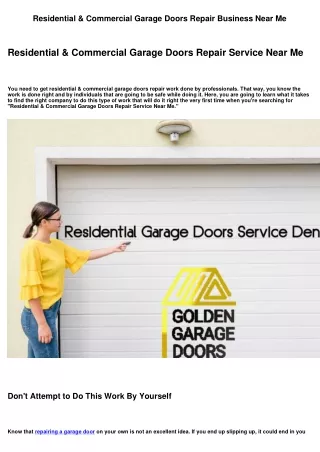 Residential & Commercial Garage Doors Repair Business Near Me