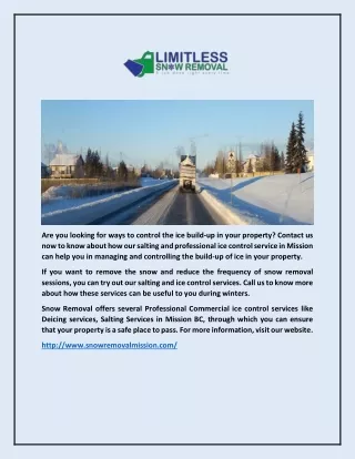 Mission Bc Ice Control Service - Snow Removal Mission