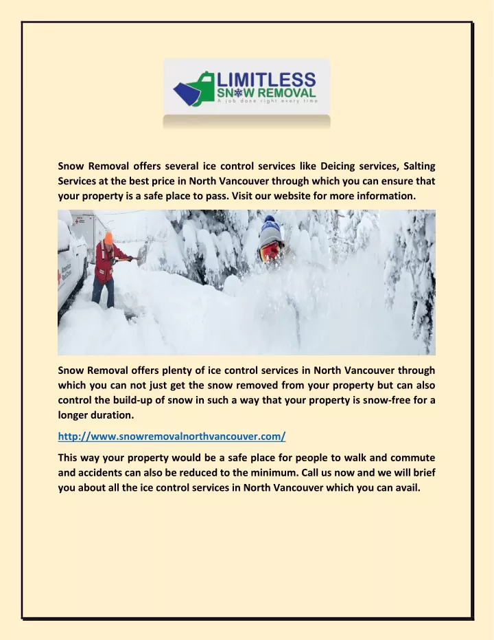 snow removal offers several ice control services