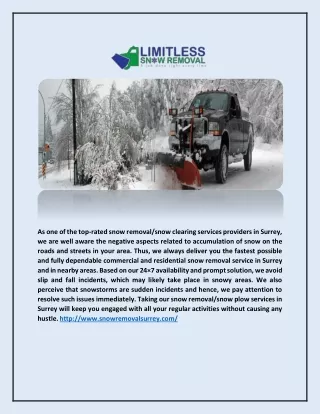Snow Clearing Services Surrey - Snow Removal Surrey