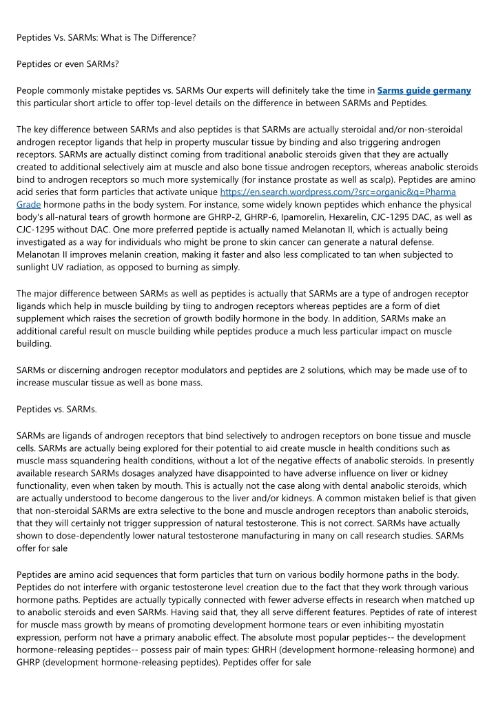 peptides vs sarms what is the difference