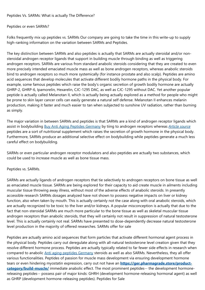 peptides vs sarms what is actually the difference