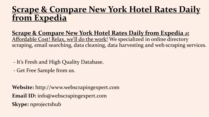 scrape compare new york hotel rates daily from expedia