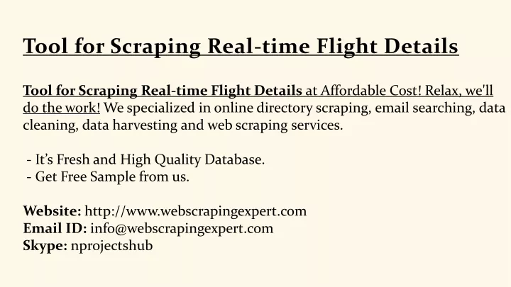 tool for scraping real time flight details