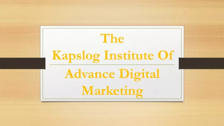 the kapslog institute of