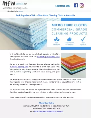 Bulk Supplier of Microfiber Glass Cleaning Cloth in Australia