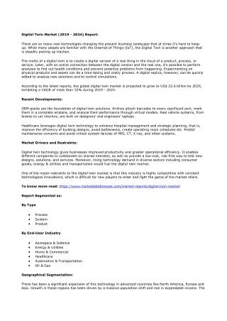 digital twin market 2019 2024 report