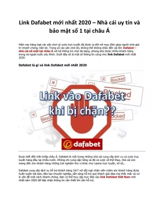 Link Dafabet mới nhất 2020 - Nhà cái uy tín và bảo mật số 1 tại châu Á