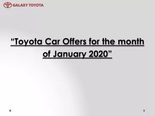 Toyota Car Offers in Delhi NCR for the month of January 2020