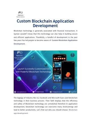 Custom Blockchain Development Company | Alphonic