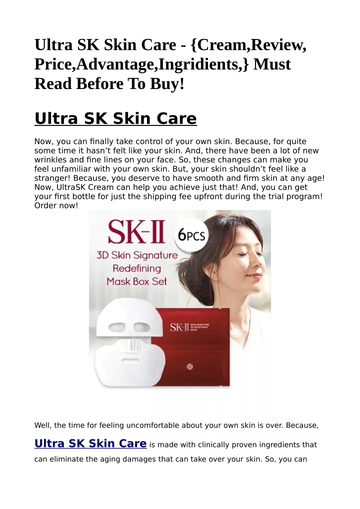 ultra sk skin care cream review price advantage
