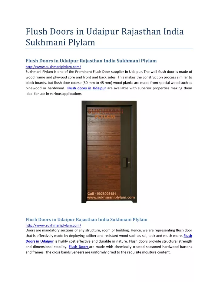 flush doors in udaipur rajasthan india sukhmani