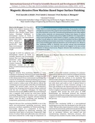 Magnetic Abrasive Flow Machine Based Super Surface Finishing