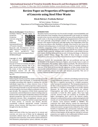 Review Paper on Properties of Properties of Concrete using Steel Fiber Waste