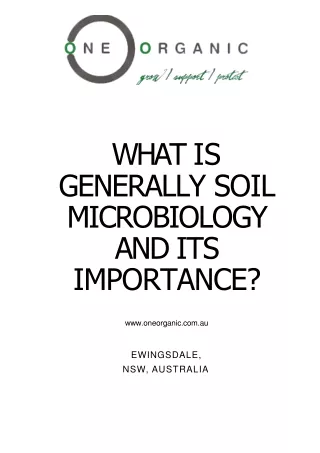 What Is Generally Soil Microbiology and Its Importance?