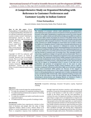 A Comprehensive Study on Organized Retailing with Reference to Customer Preferences and Customer Loyalty in Indian Conte