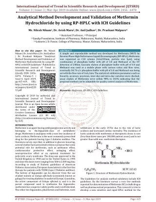 Analytical Method Development and Validation of Metformin Hydrochloride by using RP HPLC with ICH Guidelines