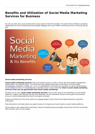 Benefits and Utilization of Social Media Marketing Services for Business