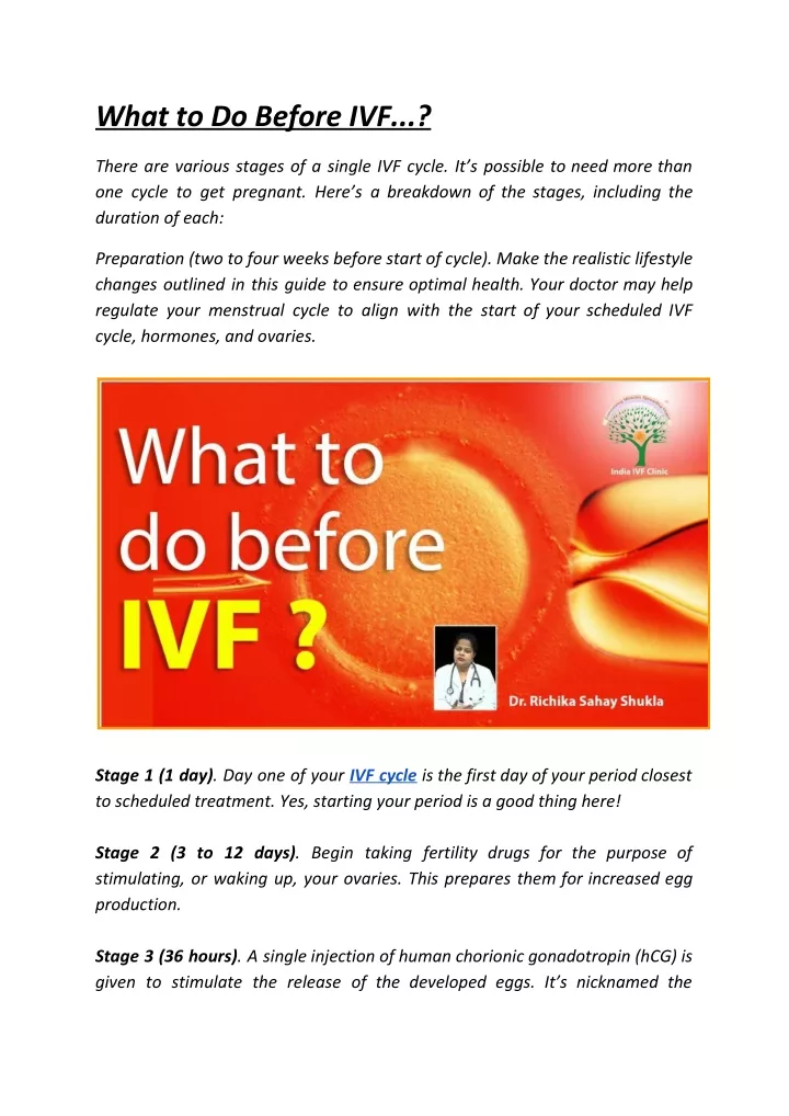 what to do before ivf