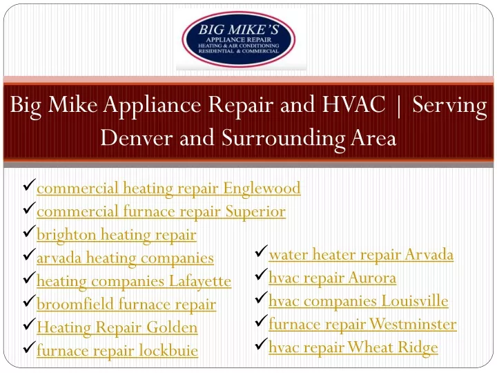 big mike appliance repair and hvac serving denver