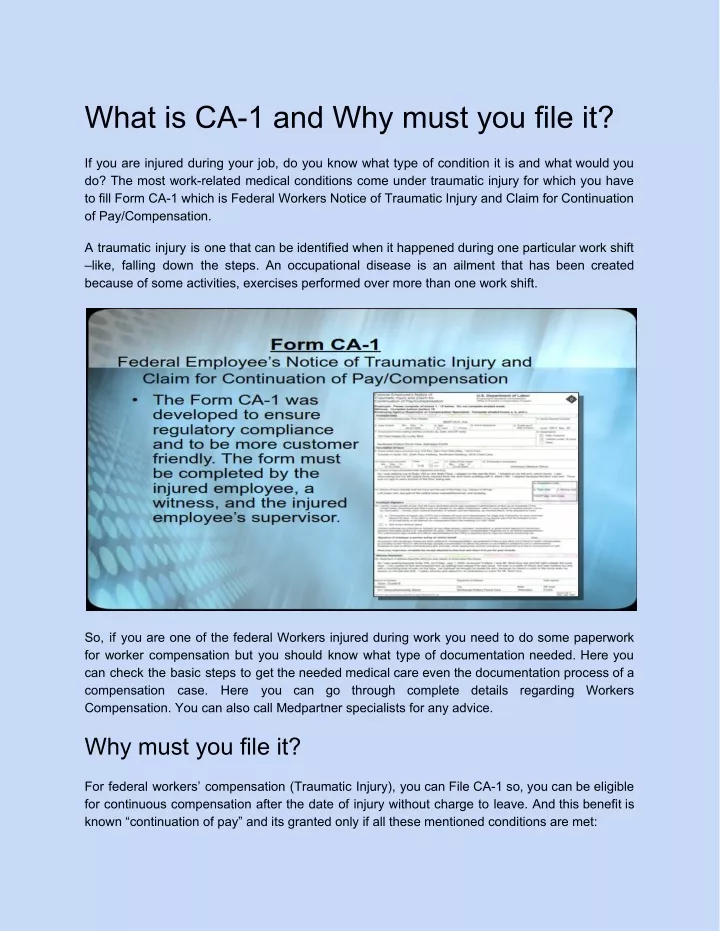 what is ca 1 and why must you file it