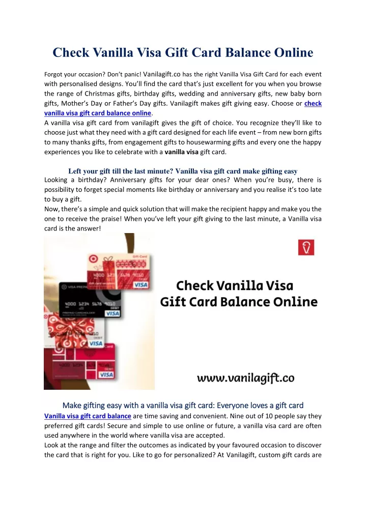 check vanilla visa gift card balance online