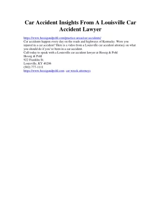 Car Accident Insights From A Louisville Car Accident Lawyer