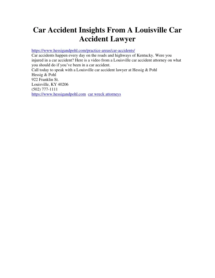 car accident insights from a louisville