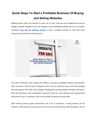 Quick Steps To Start a Profitable Business Of Buying and Selling Websites
