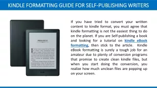 Kindle Formatting Guide for Self-Publishing Writers