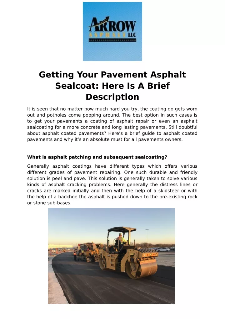 getting your pavement asphalt sealcoat here
