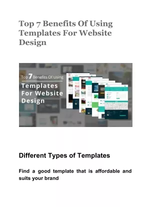 Top 7 Benefits Of Using Templates For Website Design