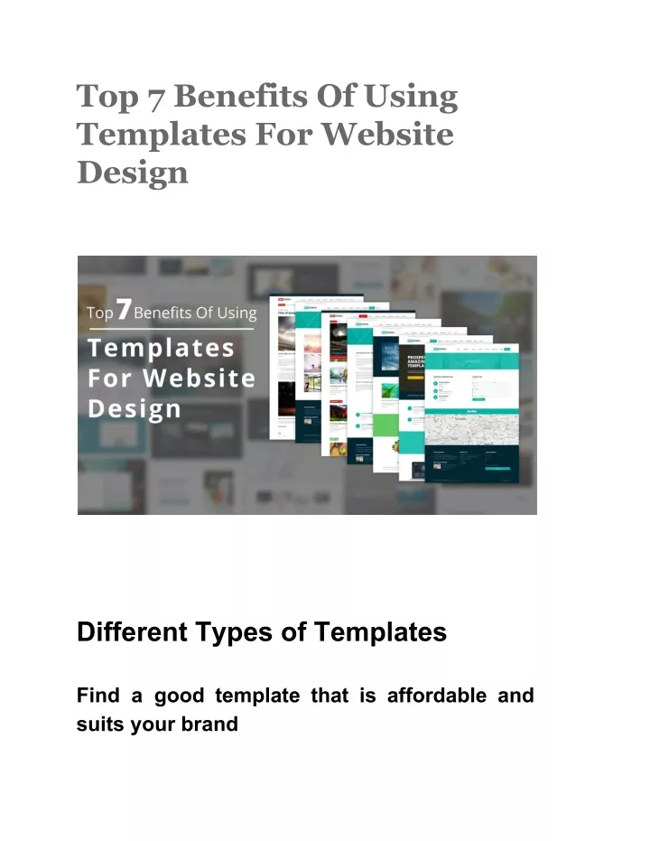 top 7 benefits of using templates for website