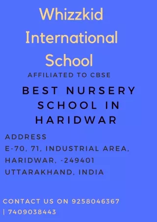 Best nursery school in Haridwar | Whizzkid International School