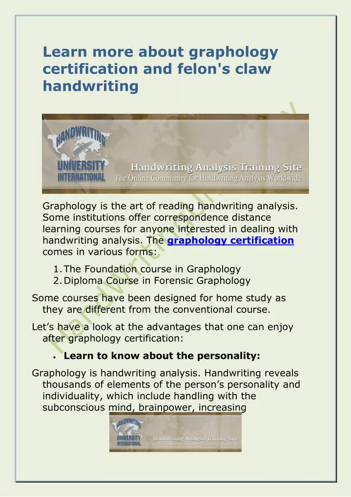 learn more about graphology certification