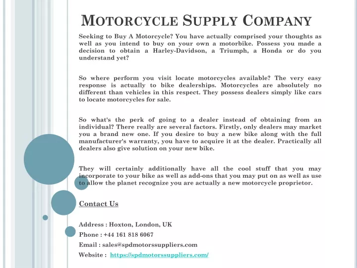 motorcycle supply company