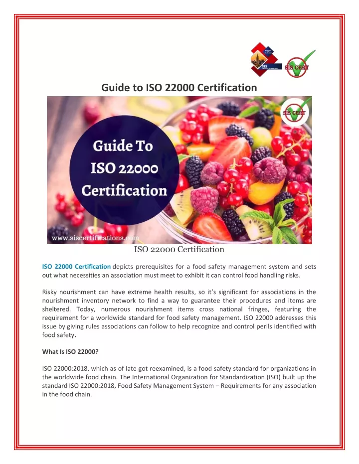 guide to iso 22000 certification