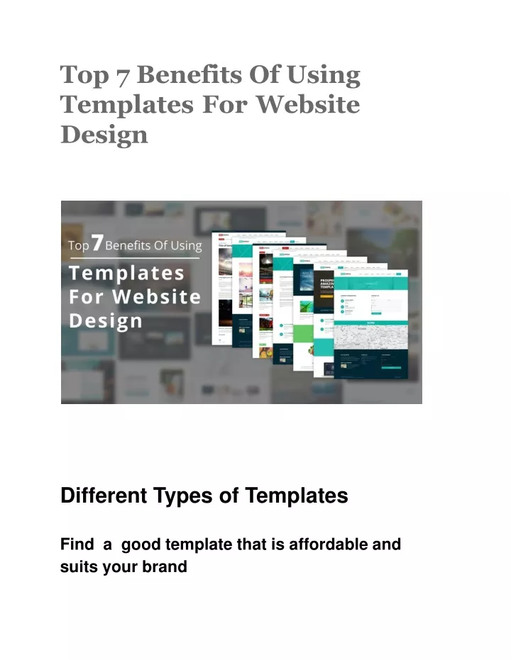 top 7 benefits of using templates for website design