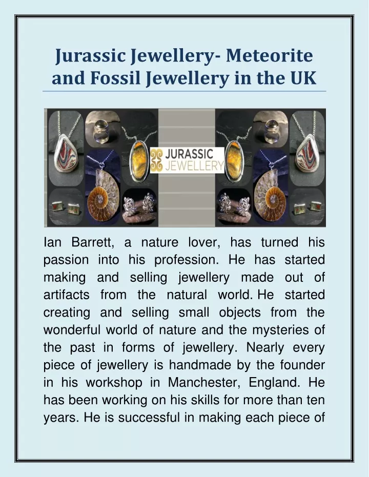jurassic jewellery meteorite and fossil jewellery