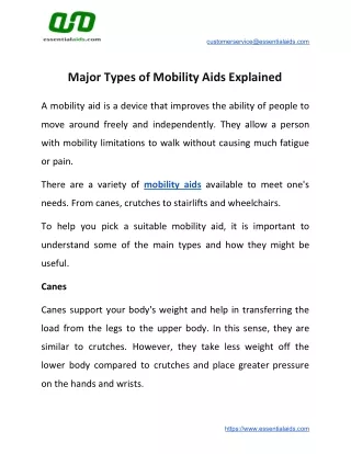 Major Types of Mobility Aids Explained